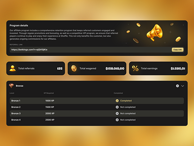 BetKings - Online Casino Template affiliate betting blockchain casino casino games crypto crypto casino gambling game gaming icons level online casino perks referral ui components ui elements vip