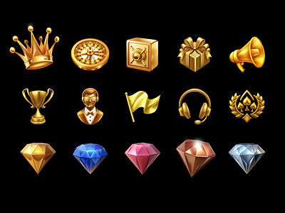 BetKings - Online Casino Icons Set bettings blockchain casino casino icons crown crypto crystal flag gambling game gaming headset icons igaming illustration poker roulette safe trophy vault
