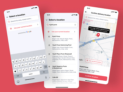 Location Selection Screen For Food Delivery App app branding delivery food graphic design logo ui ux