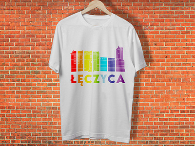 Leczyca City promotion t-shirt branding castle city clothes graphic design mockup rainbow shirt t shirt