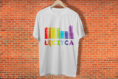 Leczyca City promotion t-shirt branding castle city clothes graphic design mockup rainbow shirt t shirt