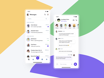 Jadwal - Chat Screens 💬 app call chat chat app clean colors communication dashboard design email family flat friend icons list message minimal ui users ux