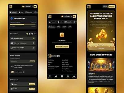 BetKings - Online Crypto Casino Template affiliate betting blockchain casino casino banners casino icons crypto crypto casino gambling game gaming igaming mobile casino mobile ui online casino profile referral template vip