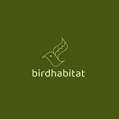 bird habitat logo bird fauna flat fly green habitat icon line logo minimal modern nature outline simple style vector wing