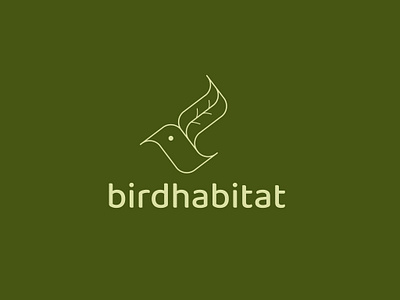 bird habitat logo bird fauna flat fly green habitat icon line logo minimal modern nature outline simple style vector wing