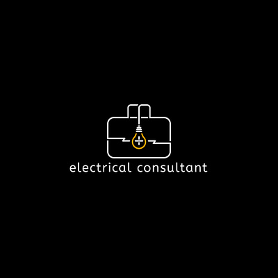 Electrical Consultant black cable company connection consultant education electric electrical element energy engineer icon lamp light logo simple technical technology toolbox white