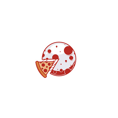 Moon Pizza Logo brand consept cook eat fast food flat food hot icon italy logo moon pizza restaurant simple tasty tomato universe vector vintage