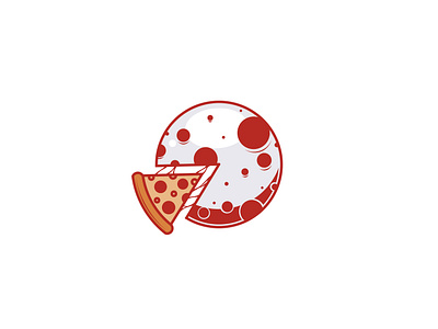 Moon Pizza Logo brand consept cook eat fast food flat food hot icon italy logo moon pizza restaurant simple tasty tomato universe vector vintage