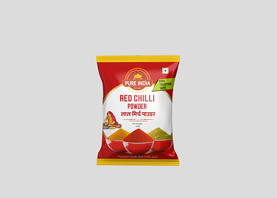 Red Chilli Powder Pouch Design box design branding design fmcg packaging food packaging indian pouch indian spices label design logo design packaging pouch design pouch packaging product design red chilli powder pouch design spices spices design