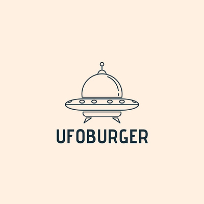 UFO Burger alien american brand bread burger community delicious diner eat fast food food icon junk line logo object simple tasty ufo vector
