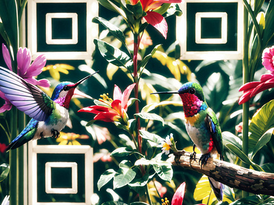 Hummingbirds QR Code ai qr code birds food qr code hummingbirds mobile marketing qr code design qr codes stable diffusion