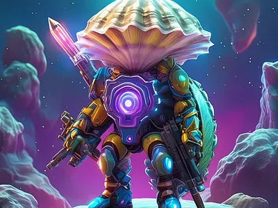 AI - Cyberpunk oyster graphic design