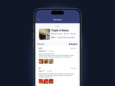 Restaurant review page ui