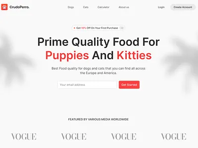 Pet Food Subscription Shop Landing Page branding design illustration landing landing page landingpage pet shop ui uidesign uidesigner uiux website