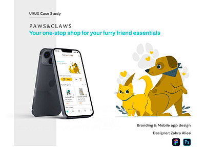 Paws & Claws - Mobile app app case study design graphic design illustration petshop ui uiux user interface