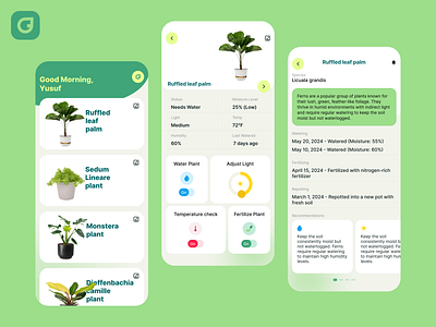 GreenCare: Your Ultimate Plant Care and Monitoring App 🌿 brand mobileapp plantapp ui