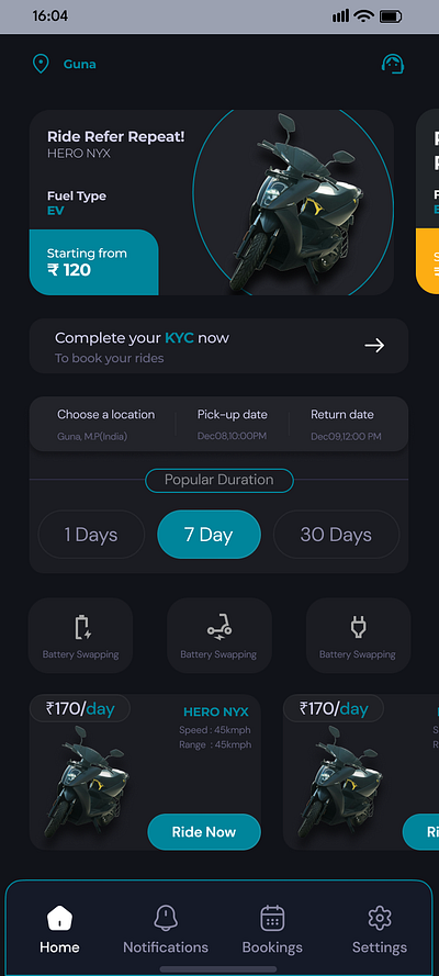 Vehicle on rent electric vehicle app mobile application mobile ui ui user interface vehicle on rent