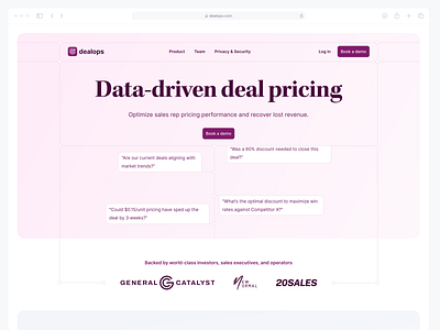 Deal pricing tool homepage animation branding h1 hero homepage landing manou pink pricing saas section ui video website