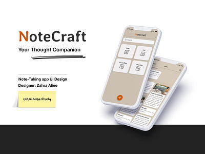 NoteCraft - Mobile App app case study design mobile design note taking app ui design uiux