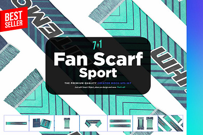 Sport Fan Scarf 7xMock-ups blank cheering club customizable football player print printed scarf scarves soccer sport sport fan scarf 7xmock ups sublimate sublimation team