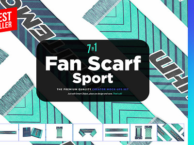 Sport Fan Scarf 7xMock-ups blank cheering club customizable football player print printed scarf scarves soccer sport sport fan scarf 7xmock ups sublimate sublimation team