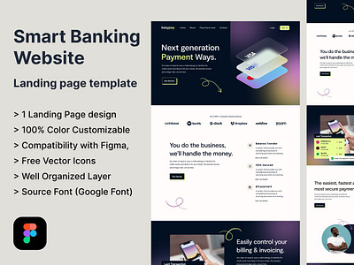 Smart Banking Landing page bank banking finance homepage landing page manytransfer payment payroll smart banking landing page wallet web website website template