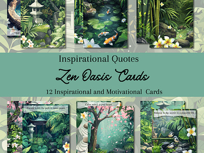 Zen Oasis Inspirational Cards calm clip art collage art design graphic design illustration inspirational inspirational cards motivational relaxing zen garden