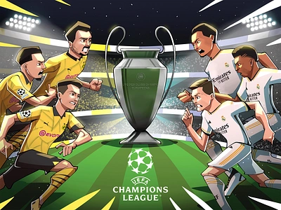 Football-illustrations | UEFA Champions League | Sports abstractart animation application art brandidentity branding buy characterdesign comic football graphic design halamadrid illustration landingpage logo orbix sell ticketing uclfinal ui