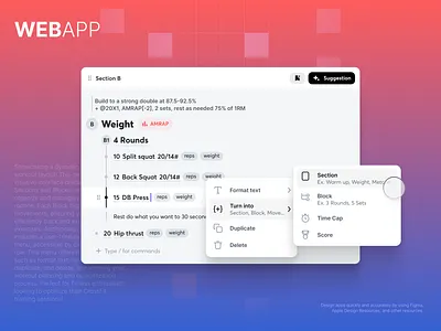 CrossFit workout layout! action app block context menu crossfit design layout option section ui ux web workout