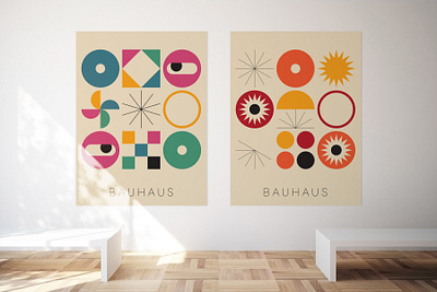 Bauhaus Aesthetics Posters abstract art backdrop background banner bauhaus boho brochure color design geometric graphic modern pattern placard poster print retro shape swiss