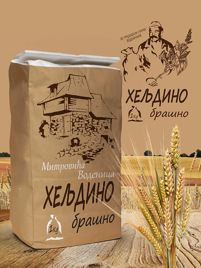 flour bag bag design flour graphic design illustration logo packing vector