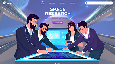 Space Research Landing Page Illustration satellite