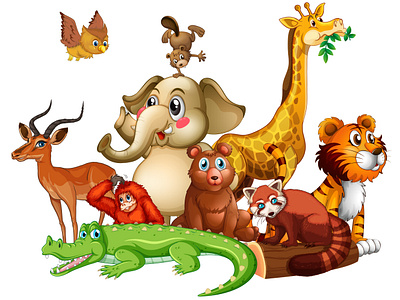 Different types animals white elephant cartoon motion graphics