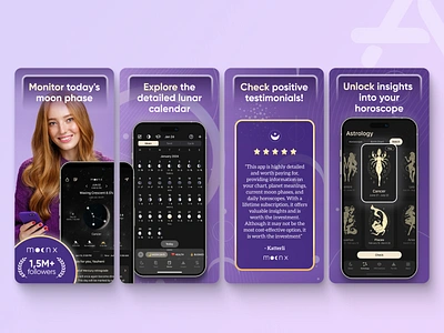 App Store Screenshots | Horoscope & Tarot App app app store app store optimization app store screenshots application aso design horoscope illustration lunar mobile marketing moon phase readings tarot