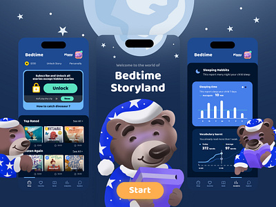 Bedtime Storyland Mobile App Design app illustration kids mobile ui ux