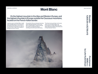 Mont Blanc | Editorial layout, pt. 12 design editorial figma graphic design grid landing landing page layout minimal minimalism minimalist poster swiss typographic typography ui ui design user interface web web design