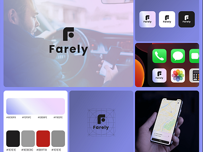 FARELY (HAILING APP)- Branding Essentials app app icon branding colors logo logos page ui ux view