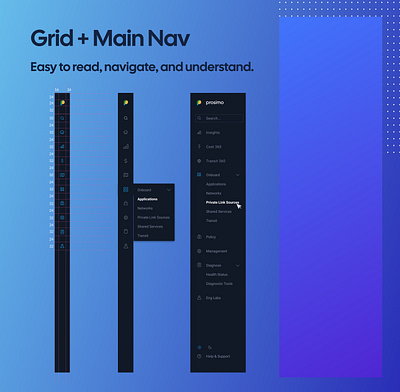 Left side navigation dark mode product design ui ux