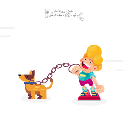 🟧♦️Geometric Character Design🟢🔲 - Boy and Dog🐶 2d 3d animation boy branding characterdesign design designer dog geometric graphic design hiring illustration motion graphics shadow shapes typography ui vector walking