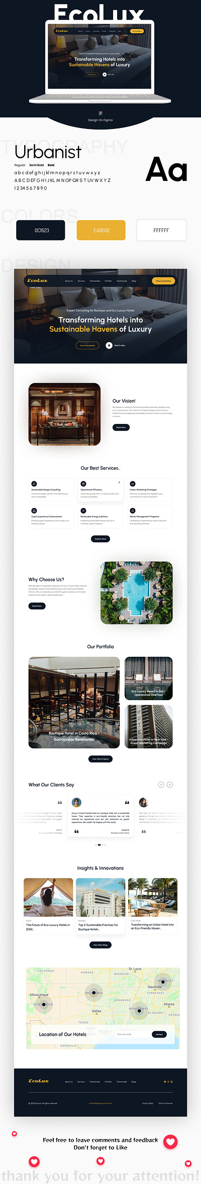 EcoLux | Hotel Consulting Website Landing Page figma landing page ui uiux ux uxui website website design