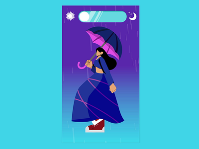 Rain animation app blog branding character character design day flat illustration midnight minimal mobile motion graphics night pink rain sun ui vector weather