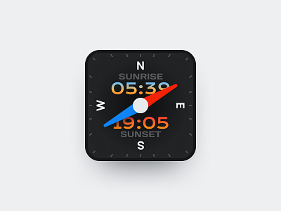 Compass with a Sunrise and Sunset Timetable Widget compass design ios widget mobile design sunrise sunset timetable ui widget