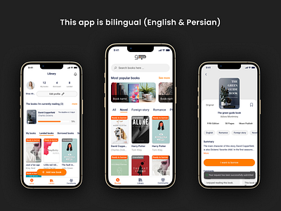 Borrowing & lending book app (UI/UX) bilingual book book application borrowing book branding illustration lending book logo logo design mobile app mobile design product design product designer ui uiux uiyx design user experience user interface user research ux