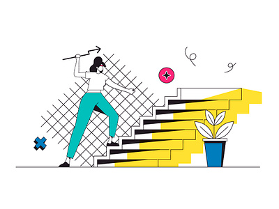 Career Opportunity Illustration business career concept design flat graphic growth illustration landing page line linear opportunity outline people staircase stairs success vector web website