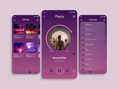 Music Mobile App design mobile app music pink purple xd