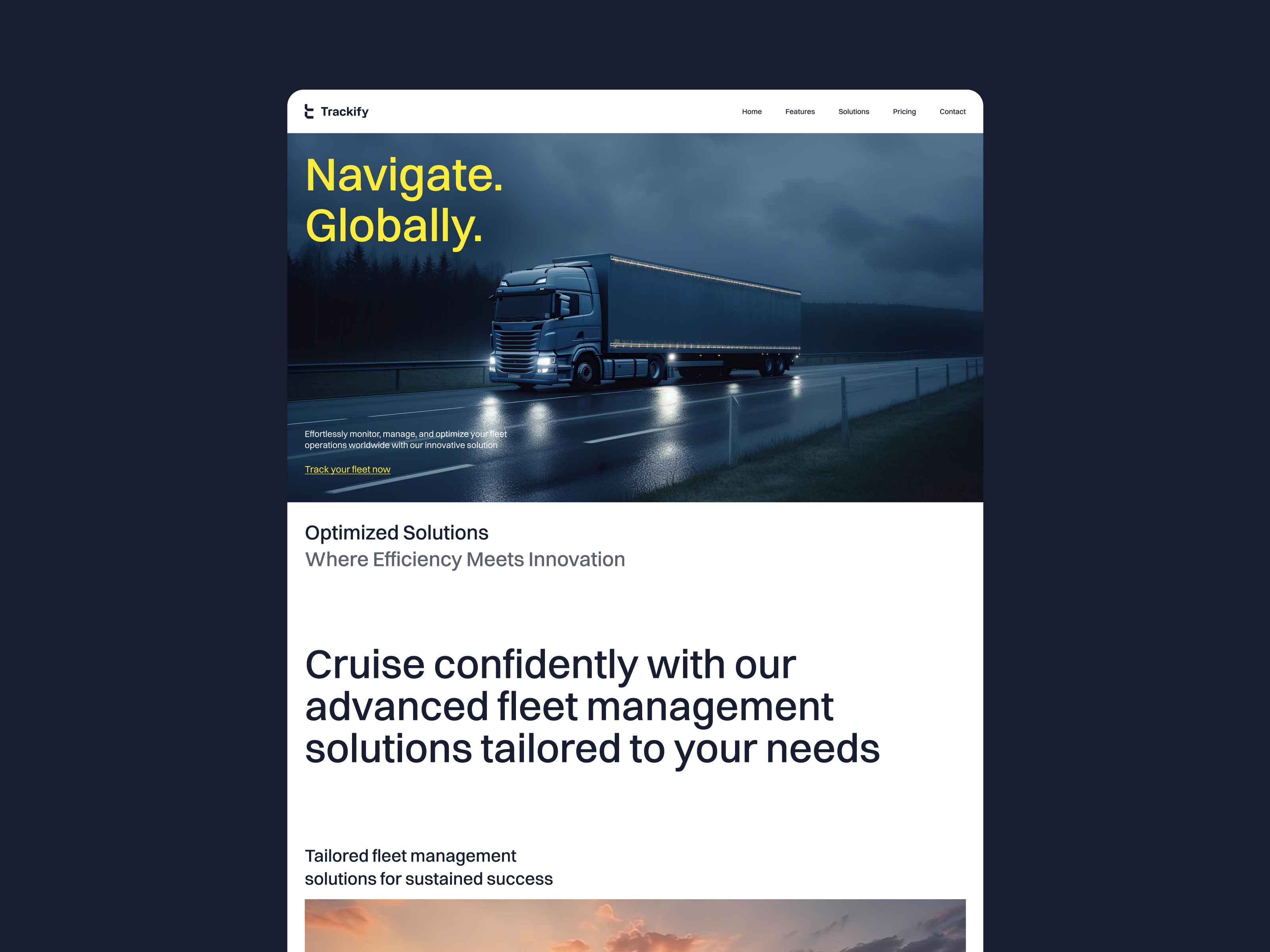 Fleet Management Landing Page Design @ Flagship design figma fleet management fleet tracking landing page nagivation transportation ui uiux ux web design