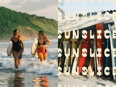 Sunslice Surf House Branding, Lettering and Logos boutique hotel branding fonts hotel logo ocean sun surf surfer surfing tropics vector waves