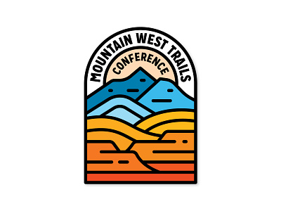 Mountain West Trails Conference badge conference desert hills illustration landscape line logo monoline mountain mountain west red rock trail west