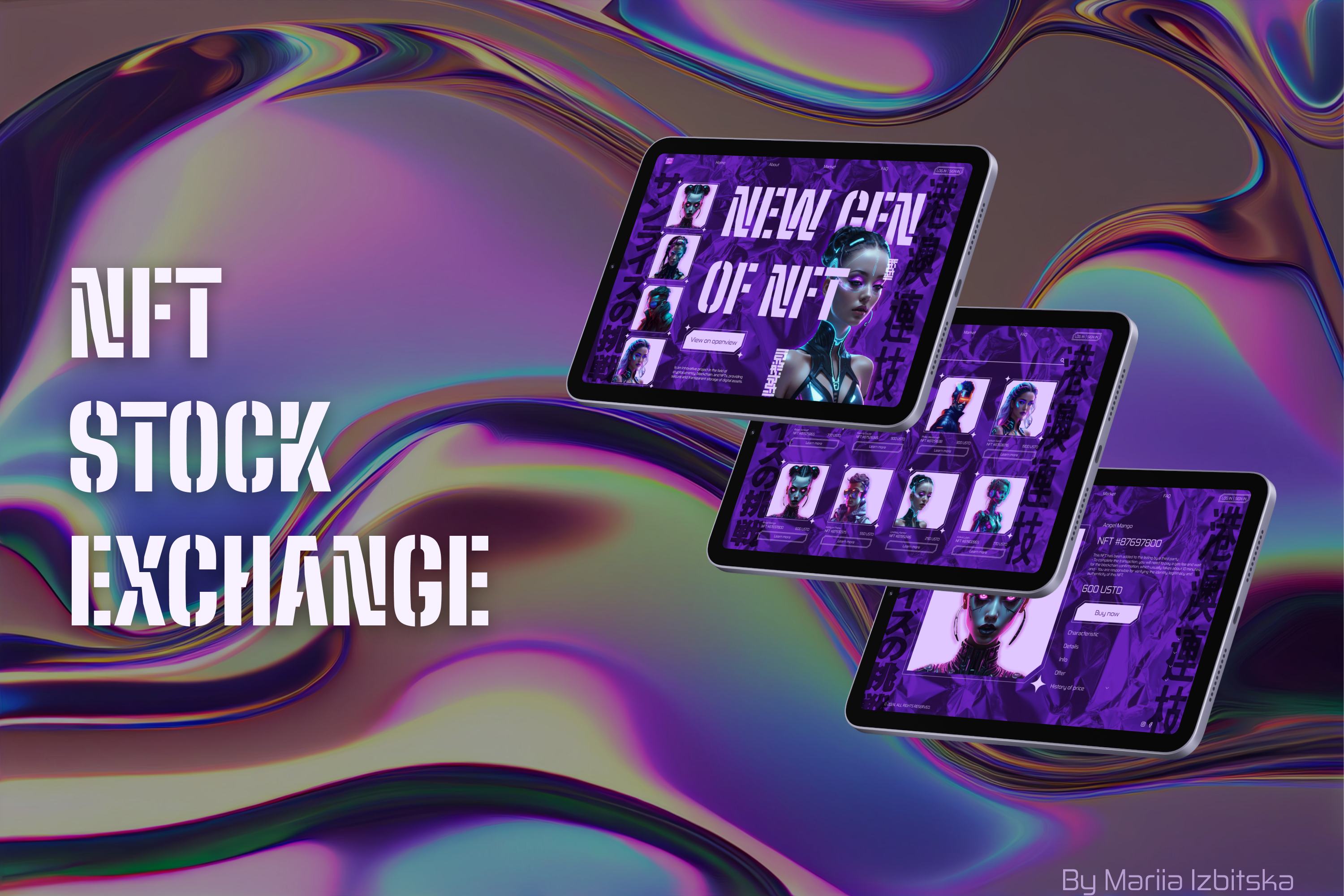 NFT Stock Exchange by Mariia Izbitska ui