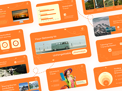 Introducing WanderLux: Elevate Your Travel! branding design graphic design logo minimalist pitchdeck powerpoint presentation slide templates travel ui